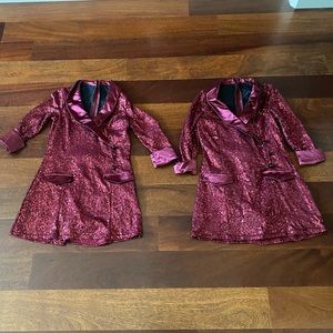 dress collar jazz costume with sparkles. magenta